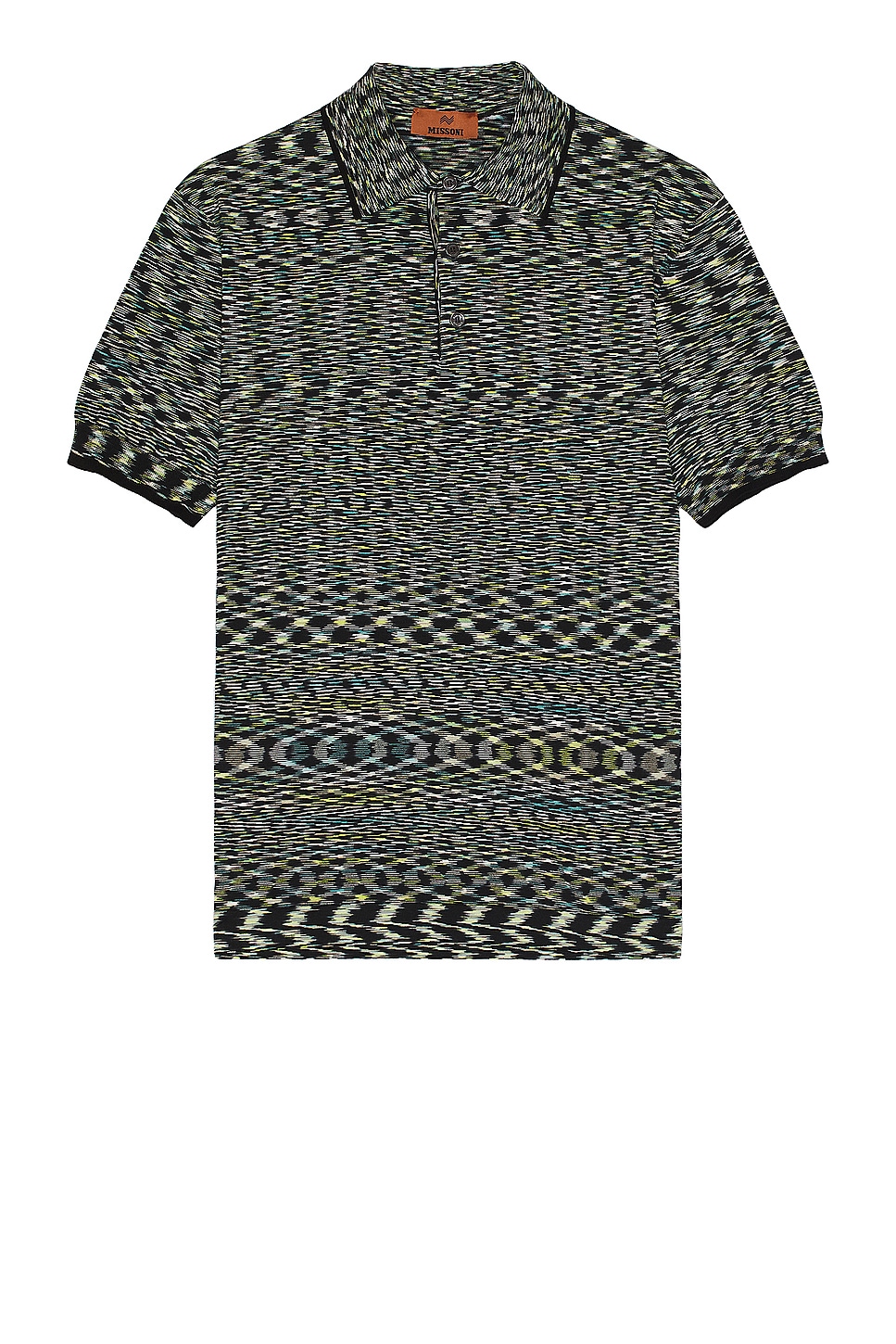 Image 1 of Missoni Short Sleeve Polo in Black & Lime Green