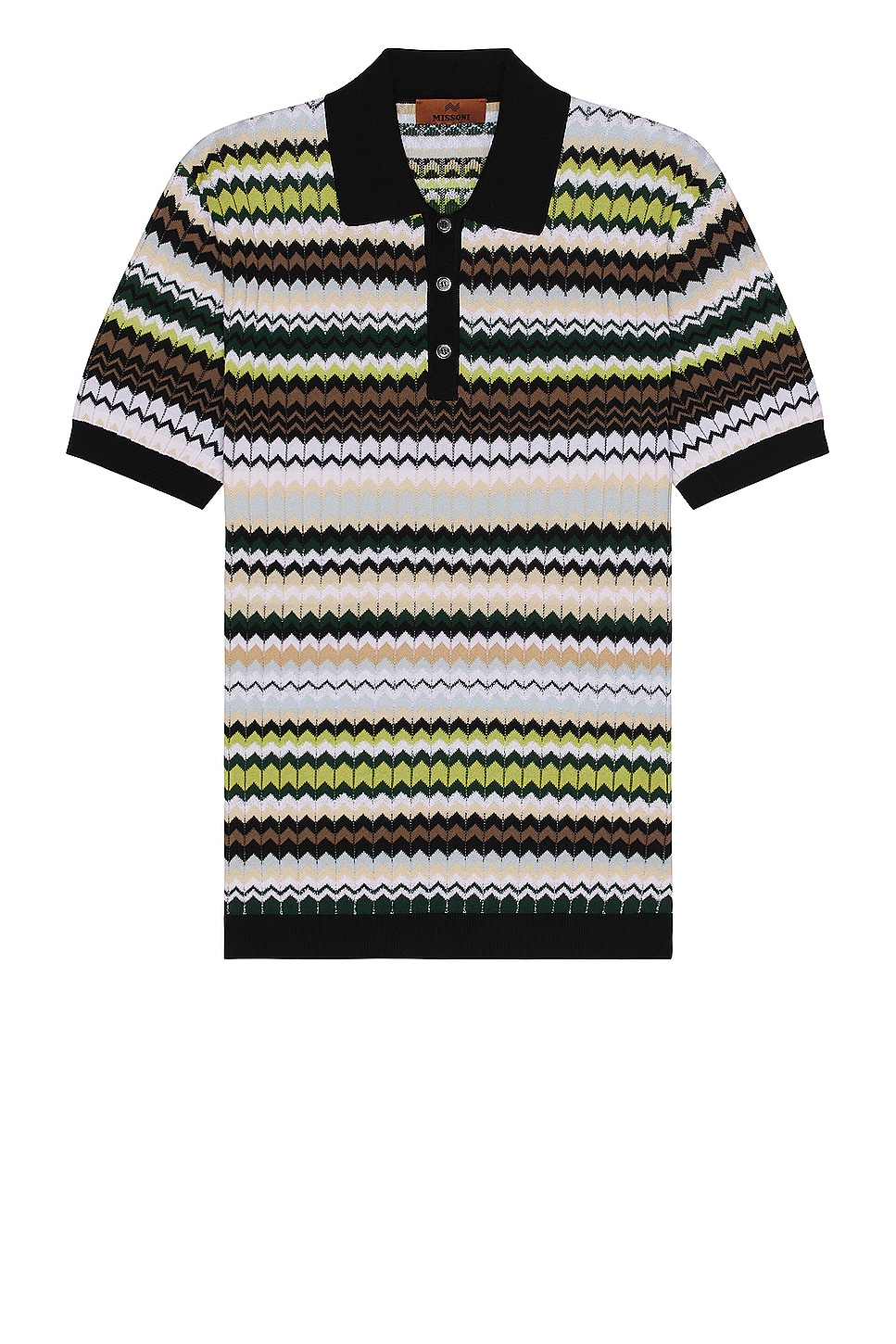 Image 1 of Missoni Short Sleeve Polo in Green & Beige