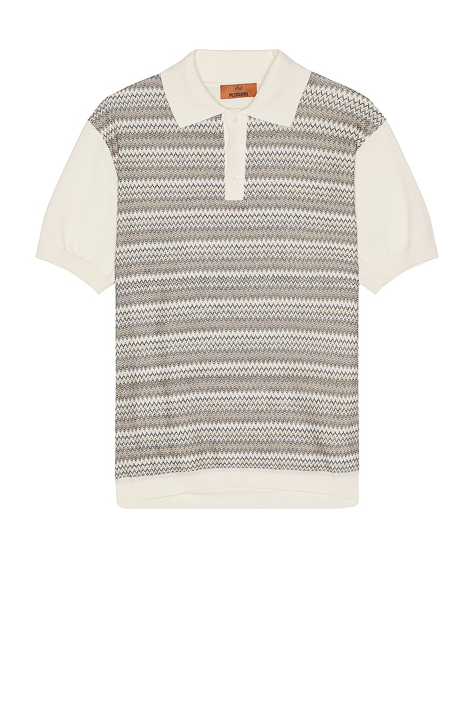 Image 1 of Missoni Short Sleeve Polo in Off White & Green