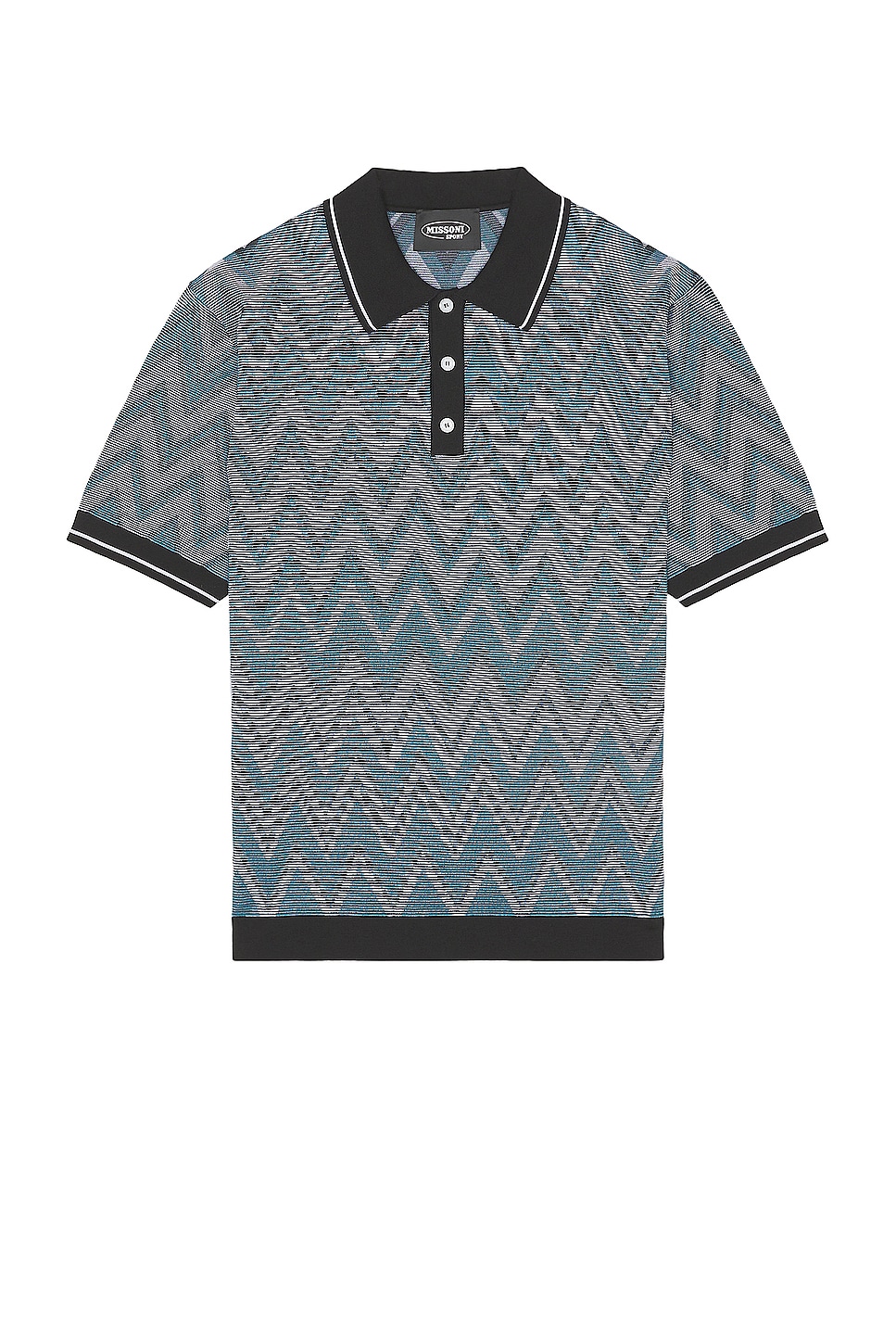 Image 1 of Missoni Short Sleeve Polo in Black & White