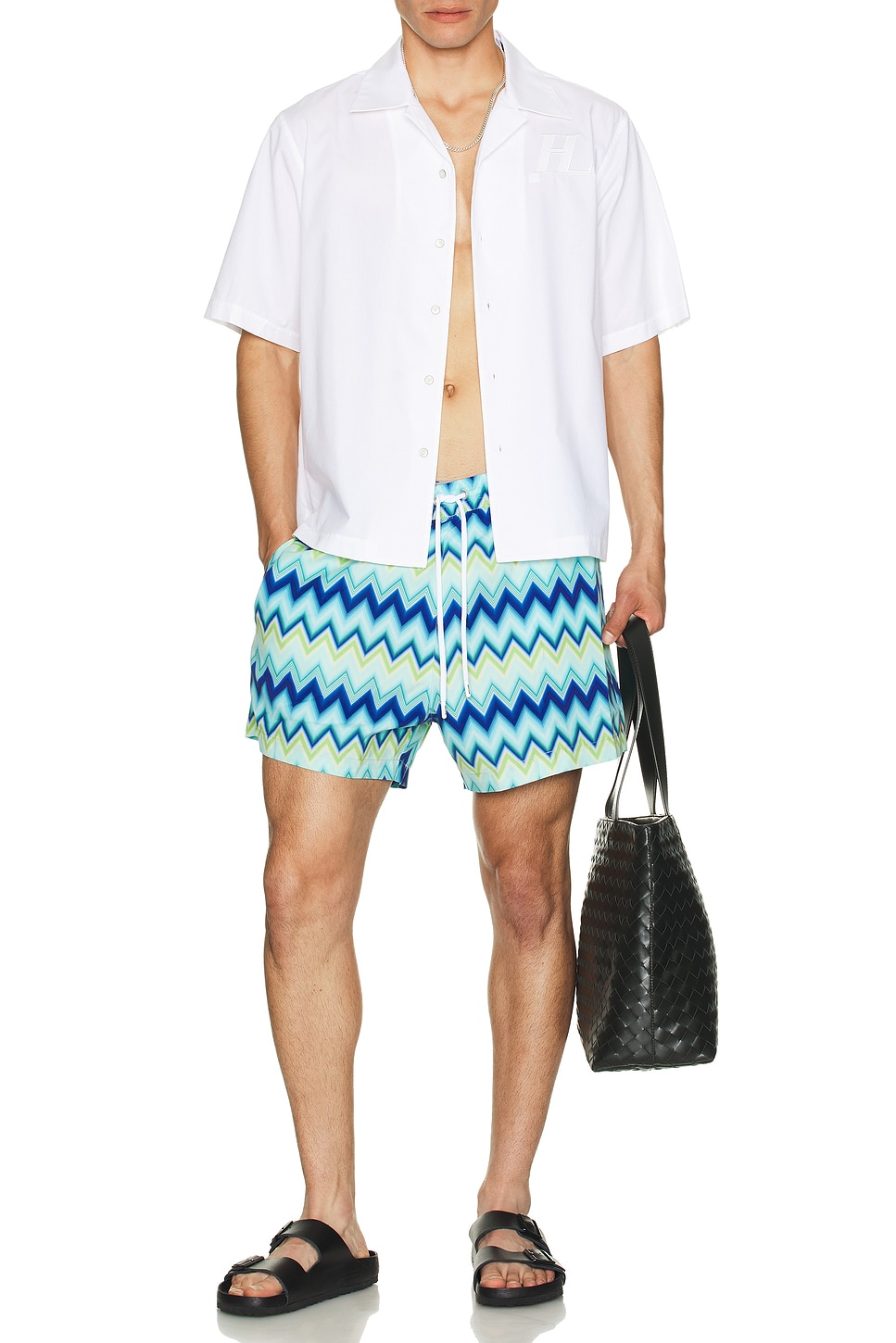 Image 1 of Missoni Medium Length Swim Short in Blue & Green Tones