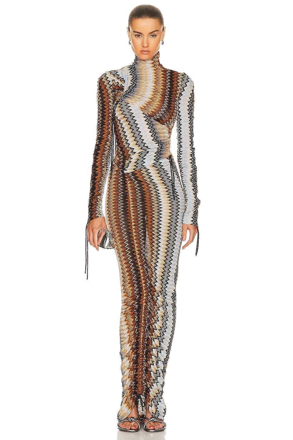 Image 1 of Missoni Turtleneck Long Dress in Multi Brown
