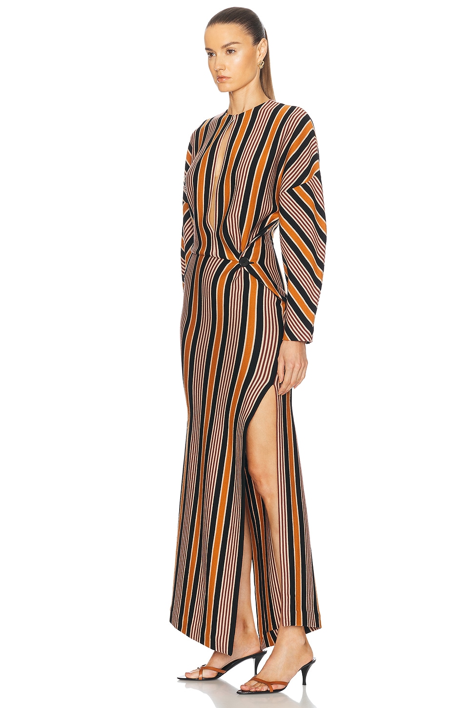 Striped Knit Long Dress - Thumbnail 3