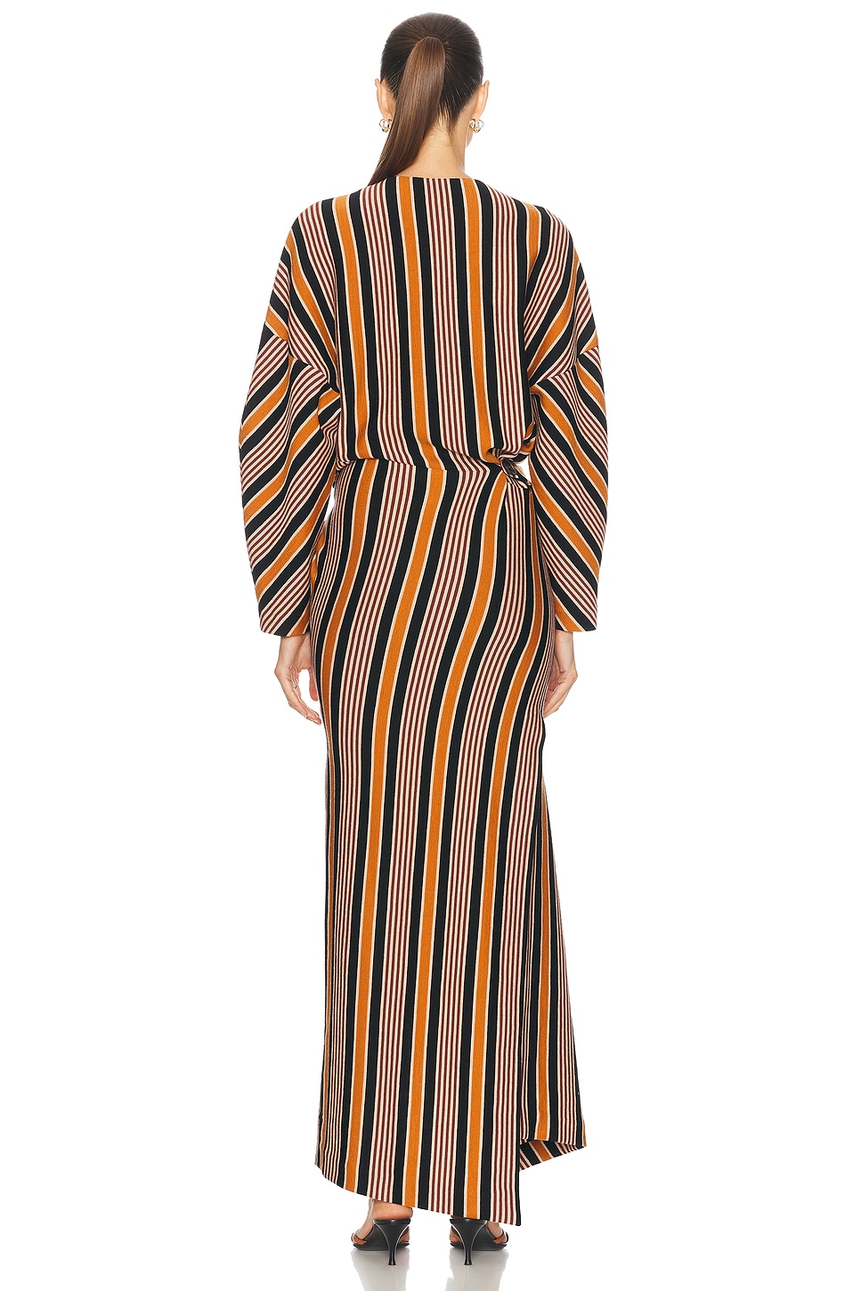 Striped Knit Long Dress - Thumbnail 4