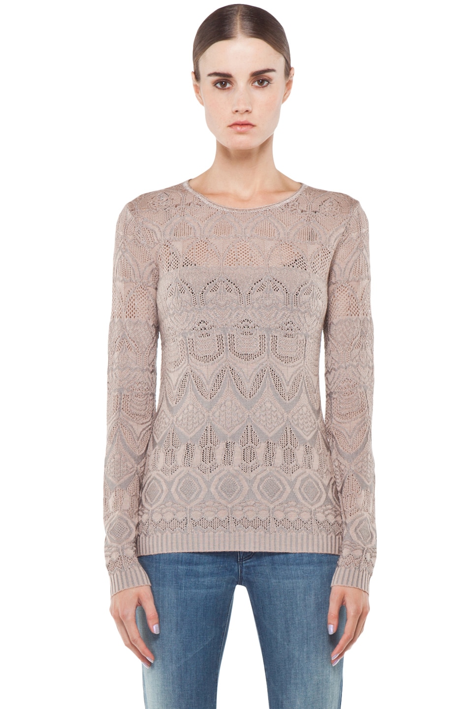 Image 1 of Missoni Jacquard Pullover Sweater in Nude