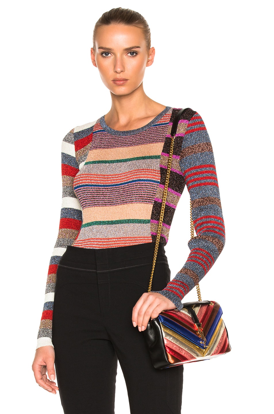 Image 1 of Missoni Metallic Knit Sweater in Red Multi