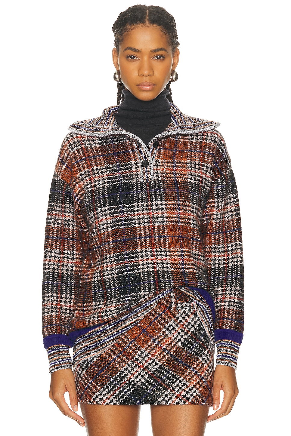 Image 1 of Missoni V Neck Sweater in Red, Blue, & White
