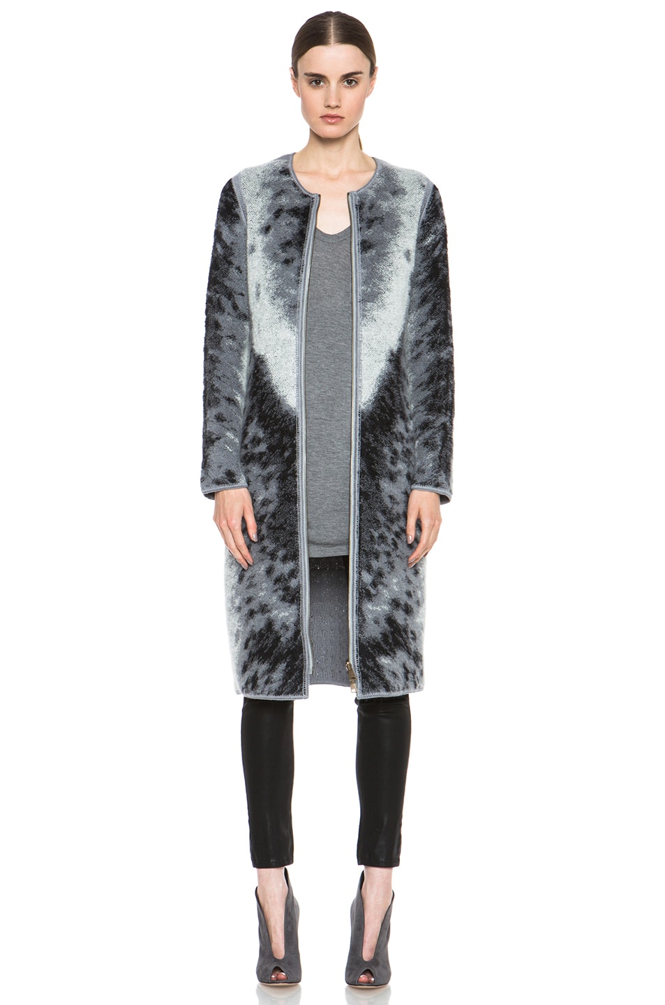 Image 1 of Missoni Mohair-Blend Cardigan Jacket in Grey Leopard & Zebra Print