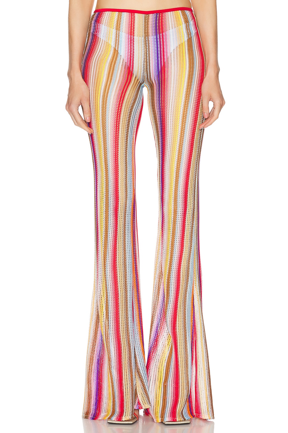 Image 1 of Missoni Flare Trouser in Multicolor Red Stripes