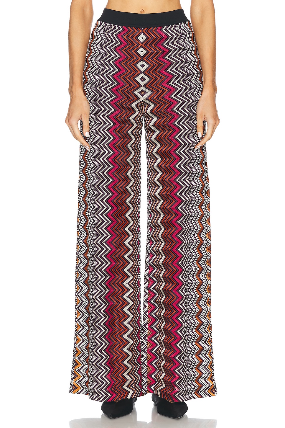 Image 1 of Missoni Wide Leg Trouser in Black, Pink, White, & Rust