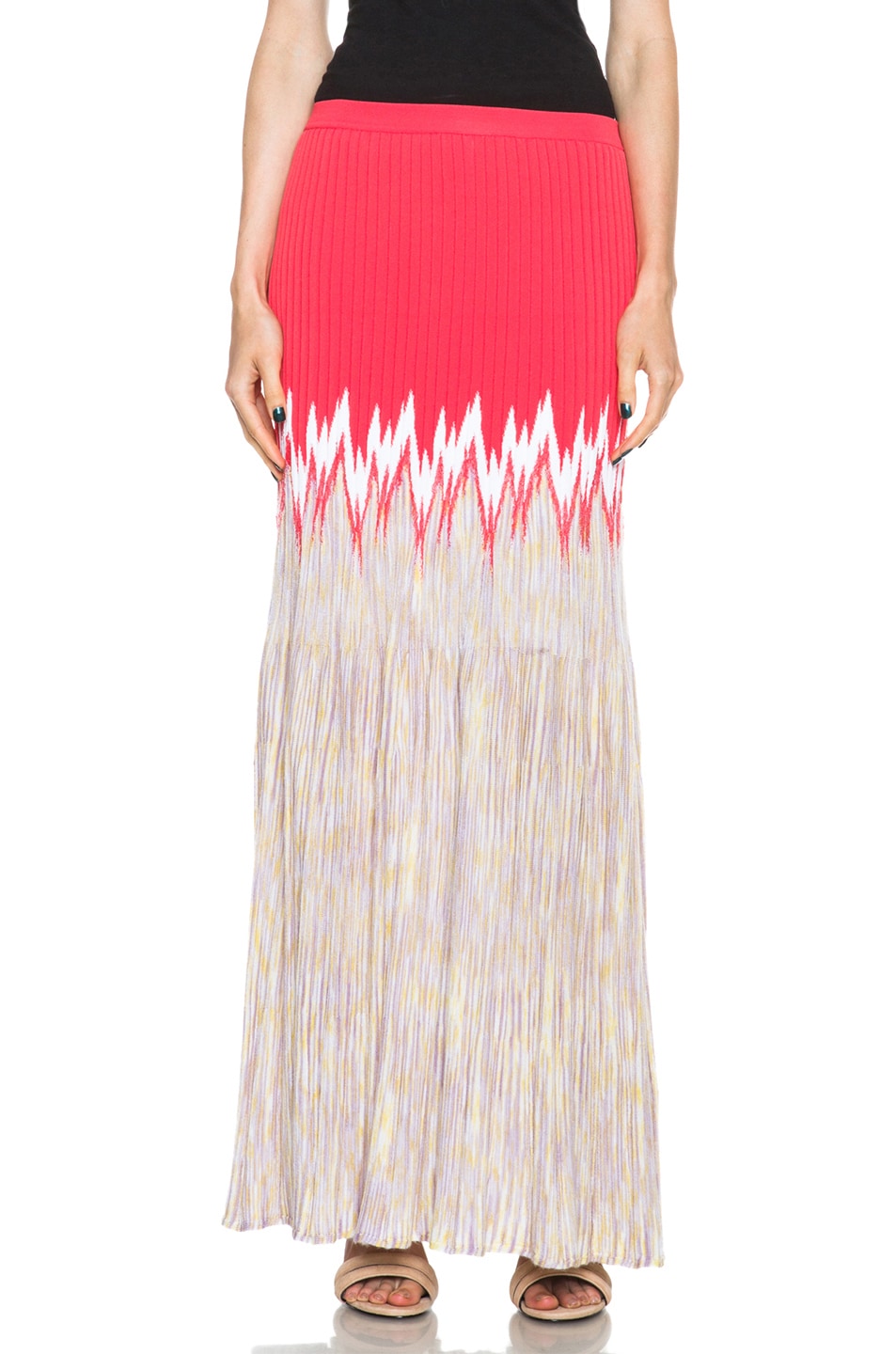 Image 1 of Missoni Cashmere-Blend Knit Skirt in Coral Multi