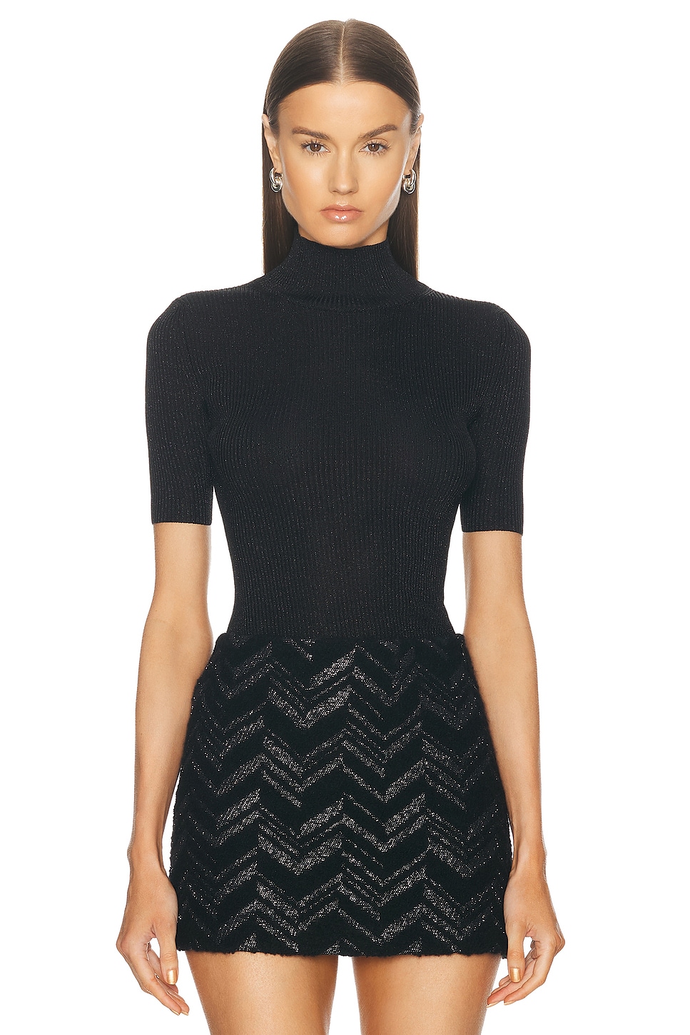 Image 1 of Missoni Lurex Roll Neck Top in Black