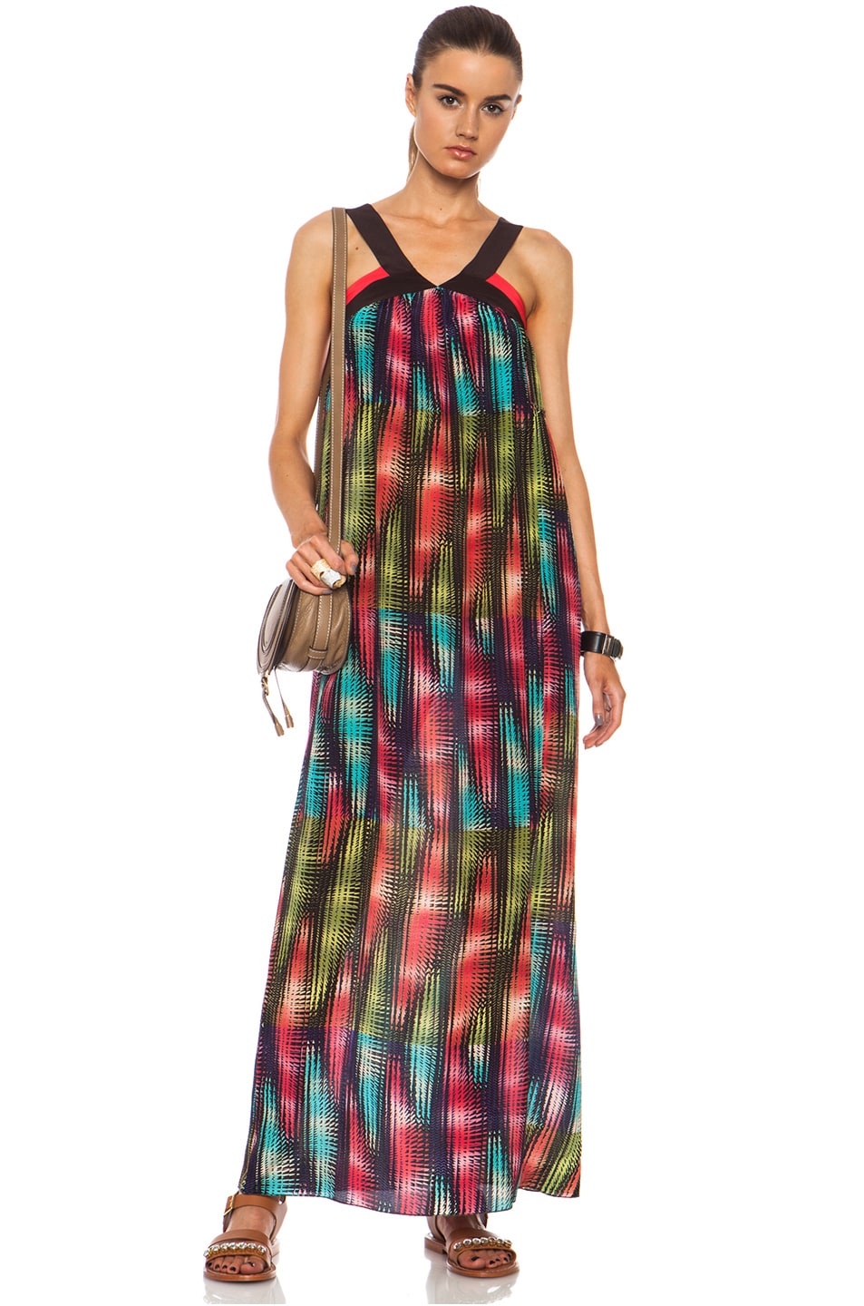 M Missoni Prism Print Silk Dress in Coral | FWRD