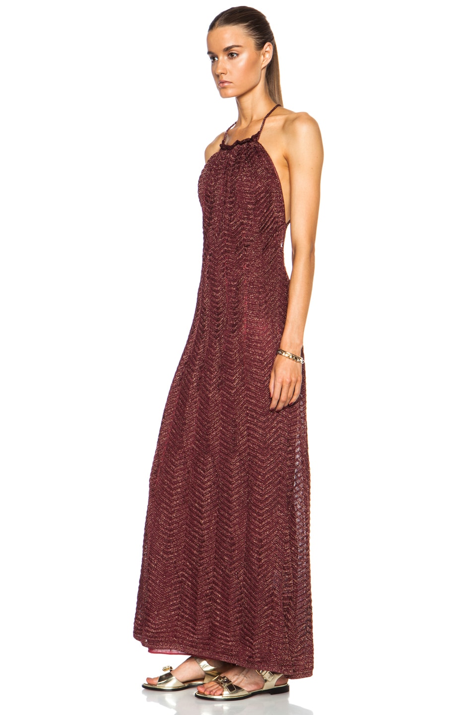 M Missoni Maxi Polyamide-Blend Dress in Merlot | FWRD