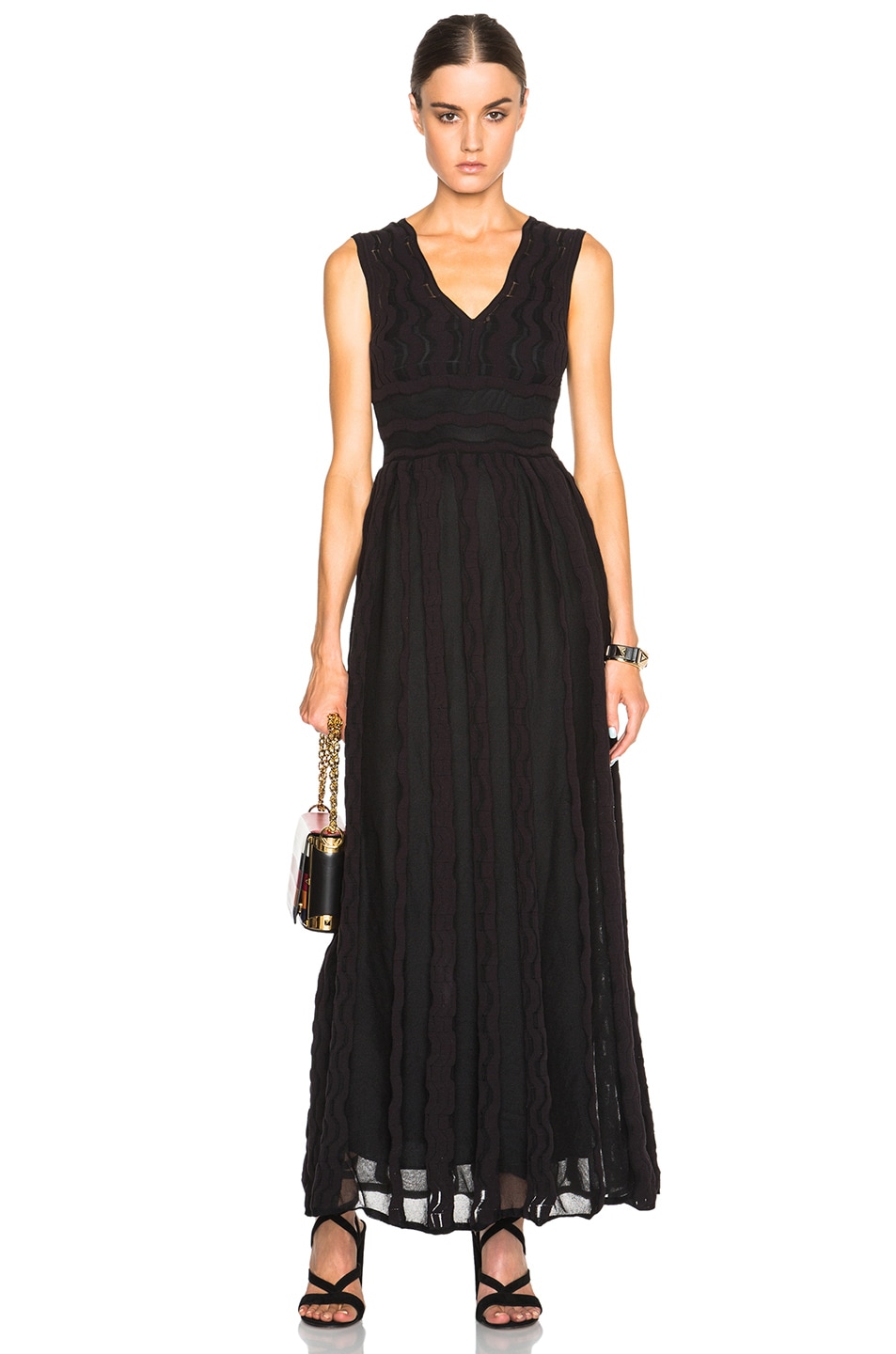 M Missoni Sheer Greek Key Maxi Dress in Black | FWRD