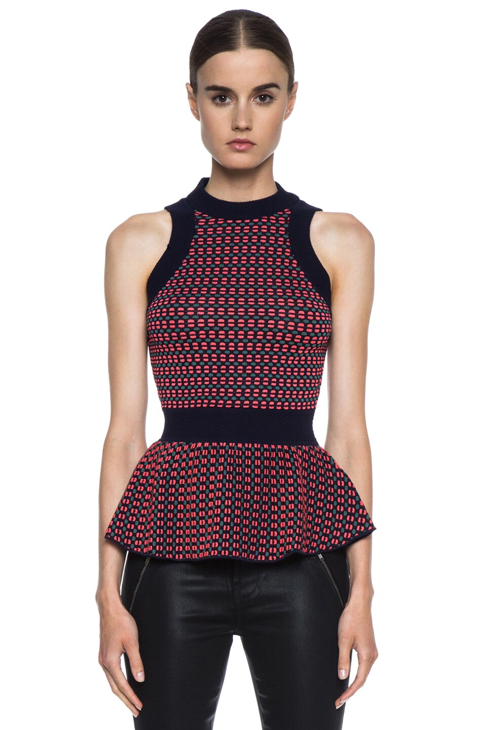 Image 1 of M Missoni Missoni Two Tone Cube Knit Top in Coral