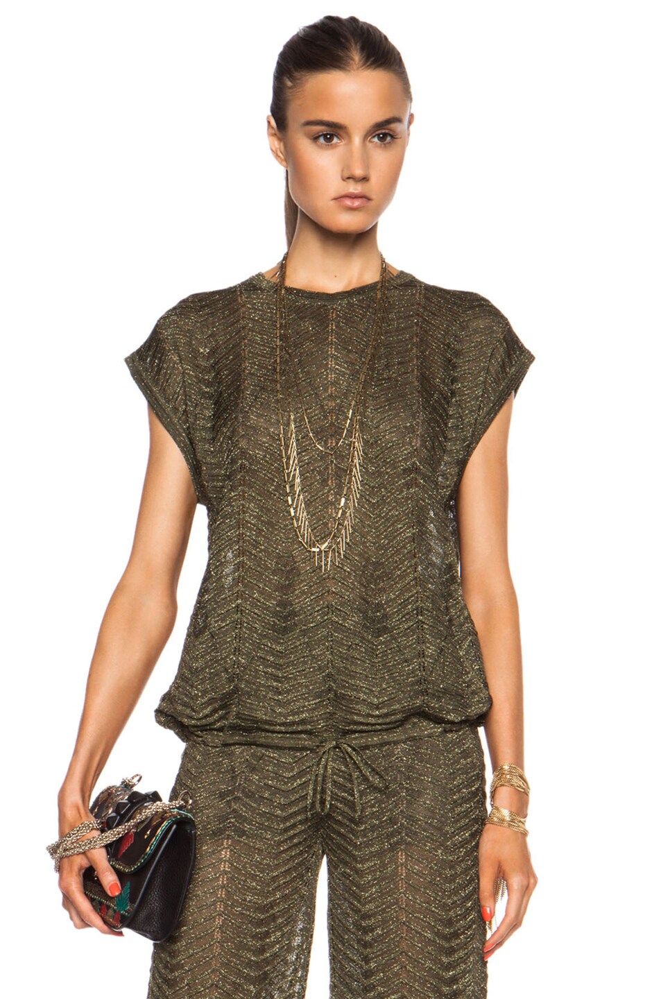 Image 1 of M Missoni Polaymide-Blend Top in Olive