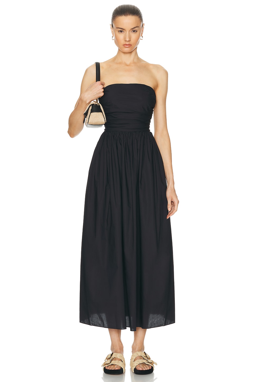 Image 1 of Matteau Strapless Lace Up Dress in Black