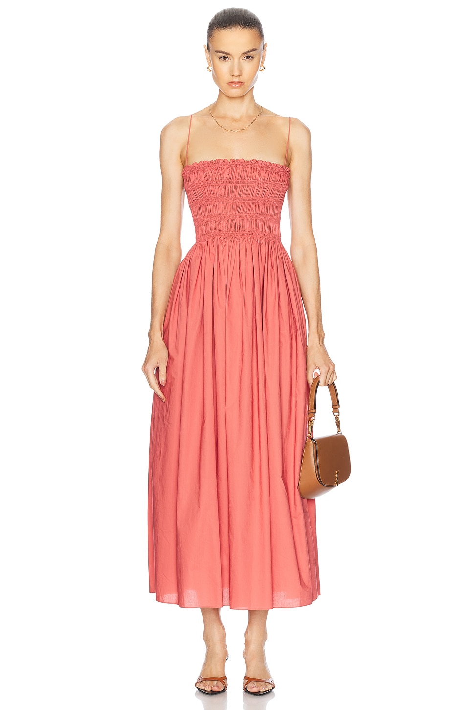 Shirred Bodice Dress in Rose