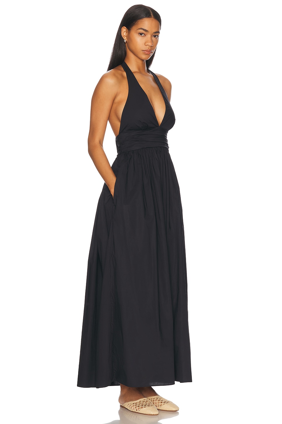 Matteau Plunge Halterneck Midi Dress In Black