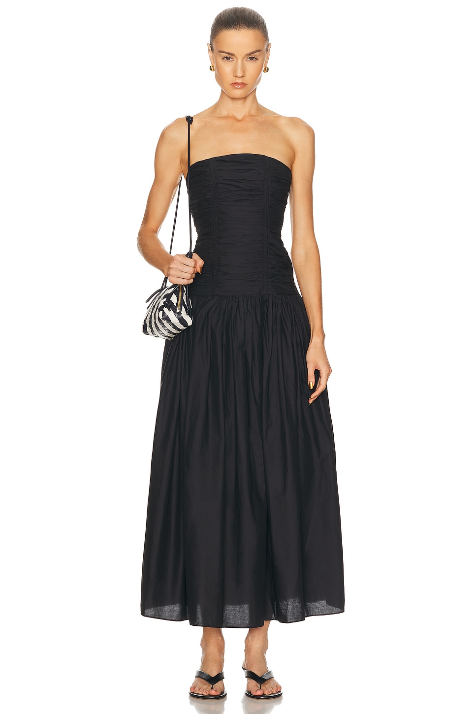 Image 1 of Matteau Strapless Drop Waist Dress in Black