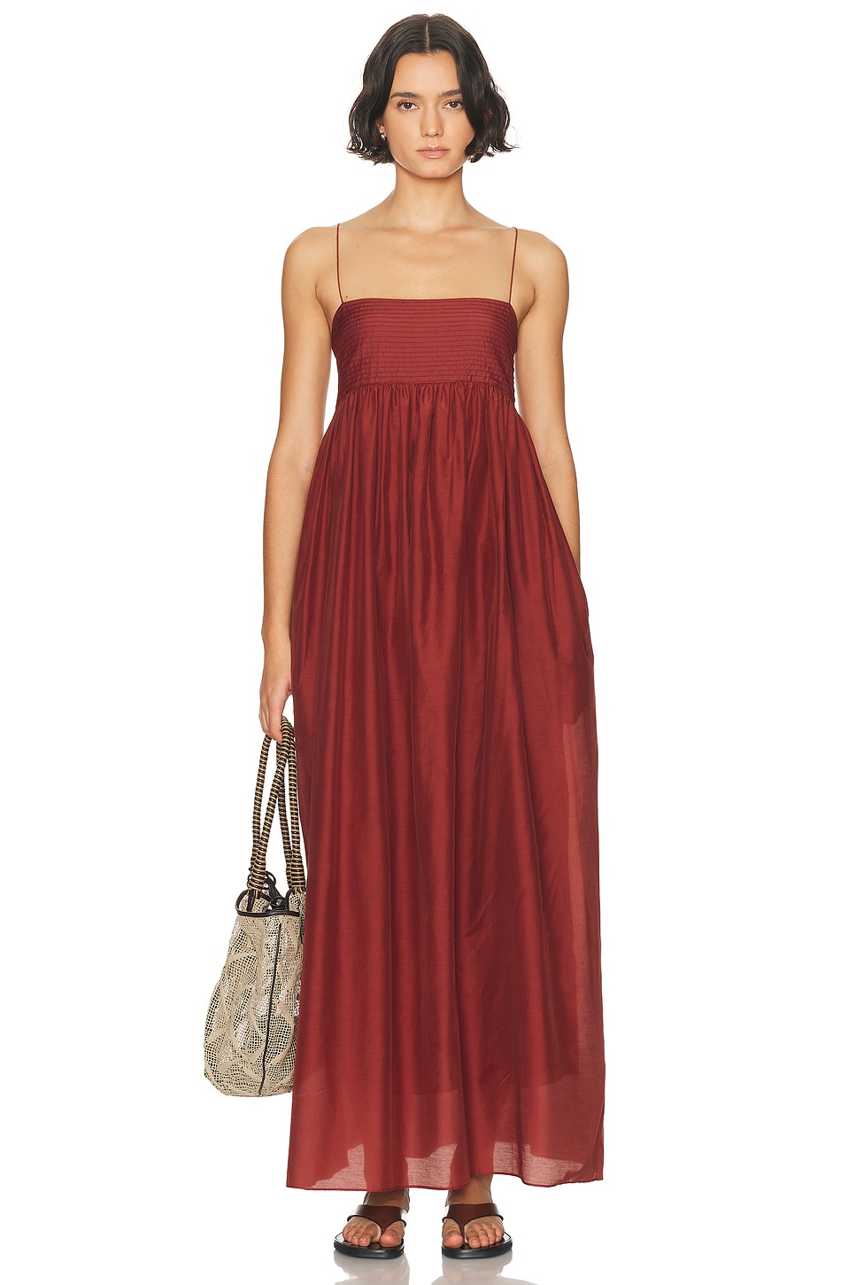 Image 1 of Matteau Empire Pintuck Bodice Dress in Maroc