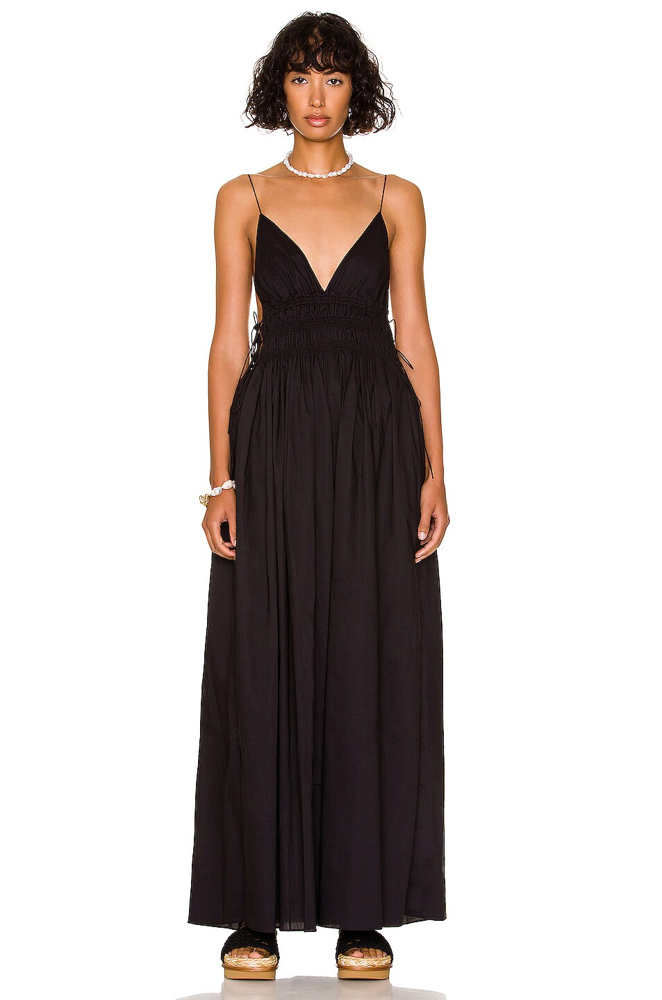 Matteau Shirred Triangle Maxi Dress in Black | FWRD