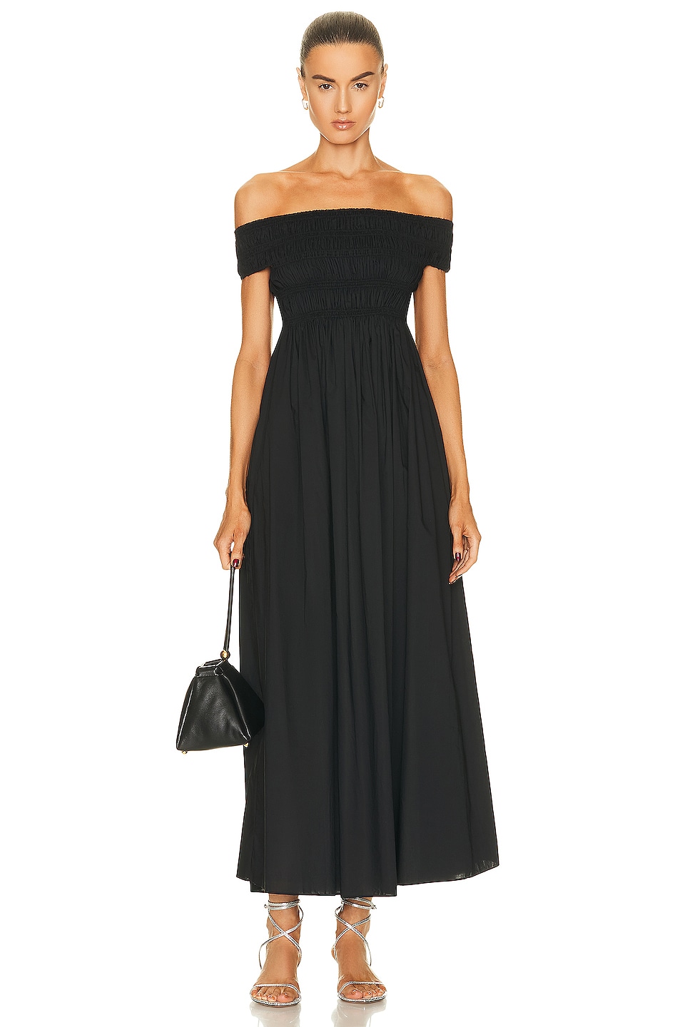 Image 1 of Matteau Shirred Off the Shoulder Dress in Black