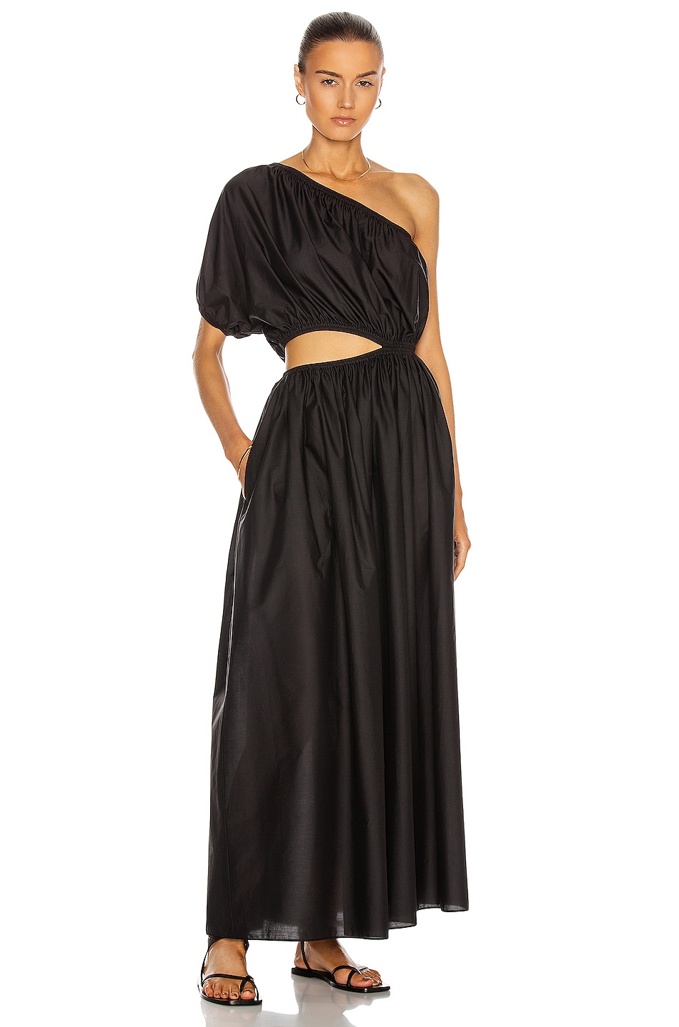 Image 1 of Matteau One Shoulder Cocoon Dress in Black