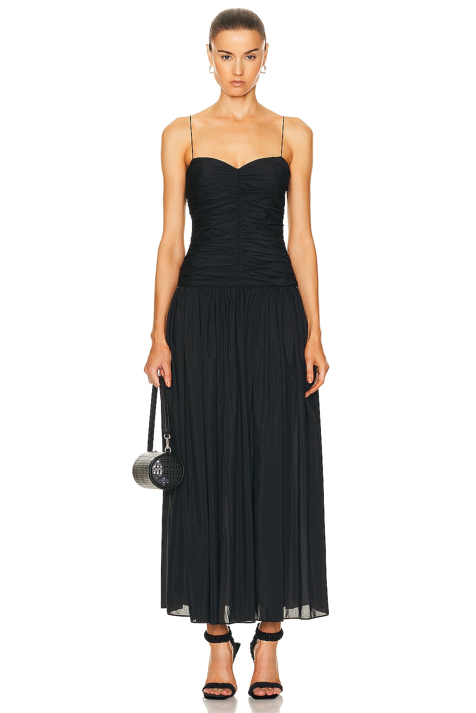 Image 1 of Matteau Gathered Drop Waist Dress in Black