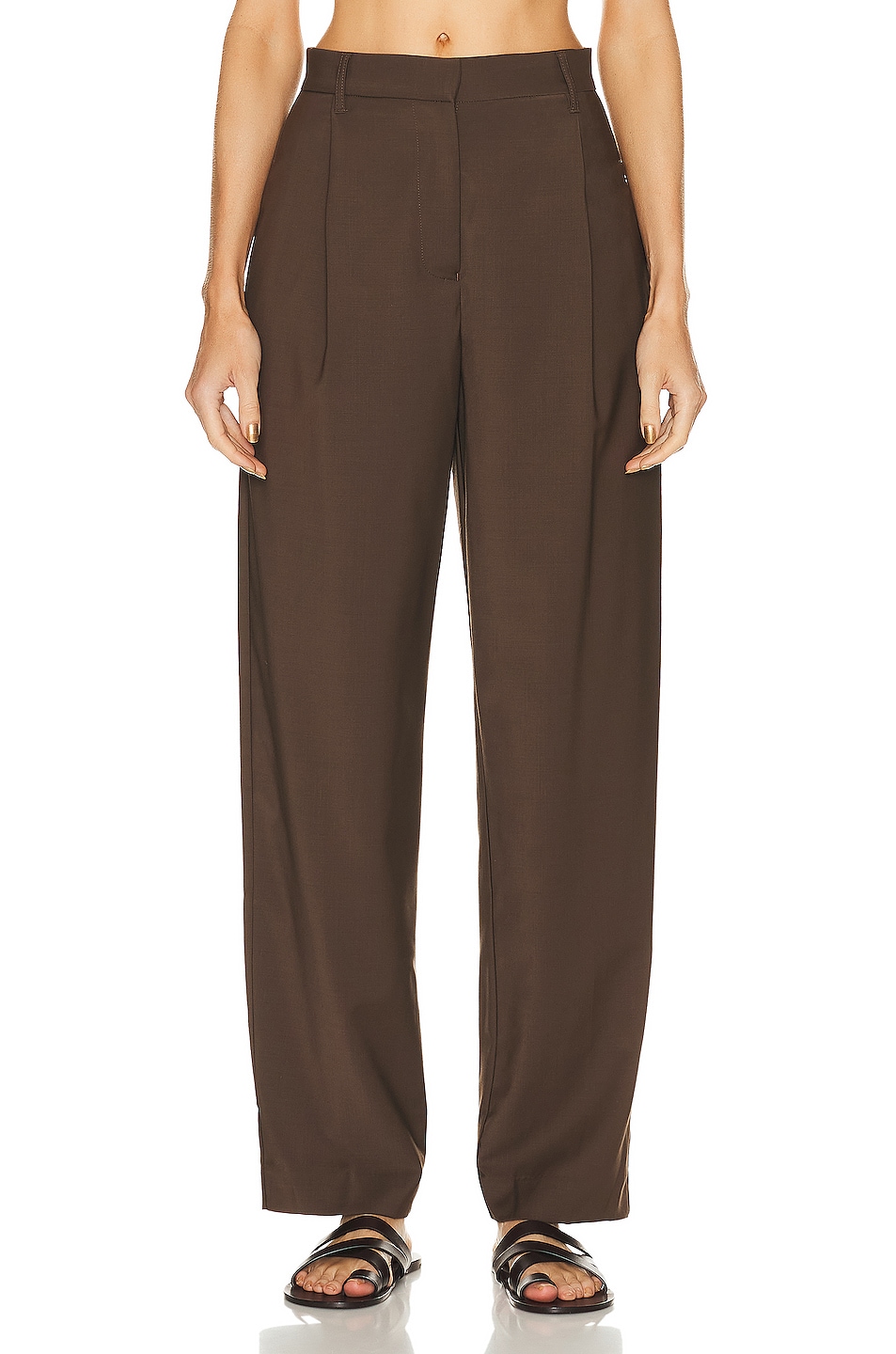 Image 1 of Matteau Relaxed Tailored Pleat Trouser in Coffee