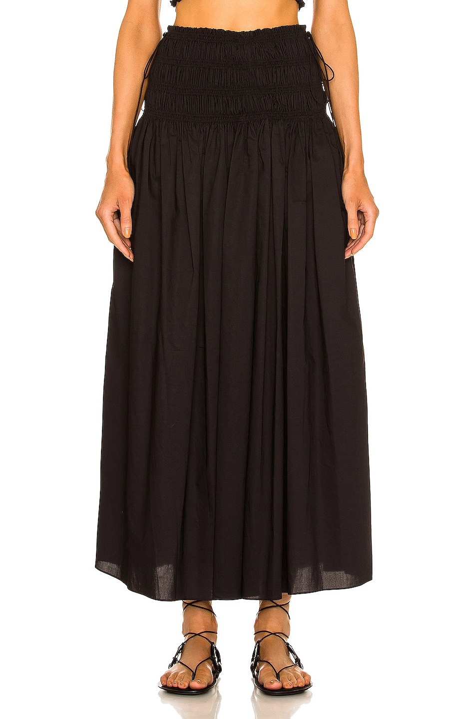Image 1 of Matteau Shirred Tie Maxi Skirt in Black