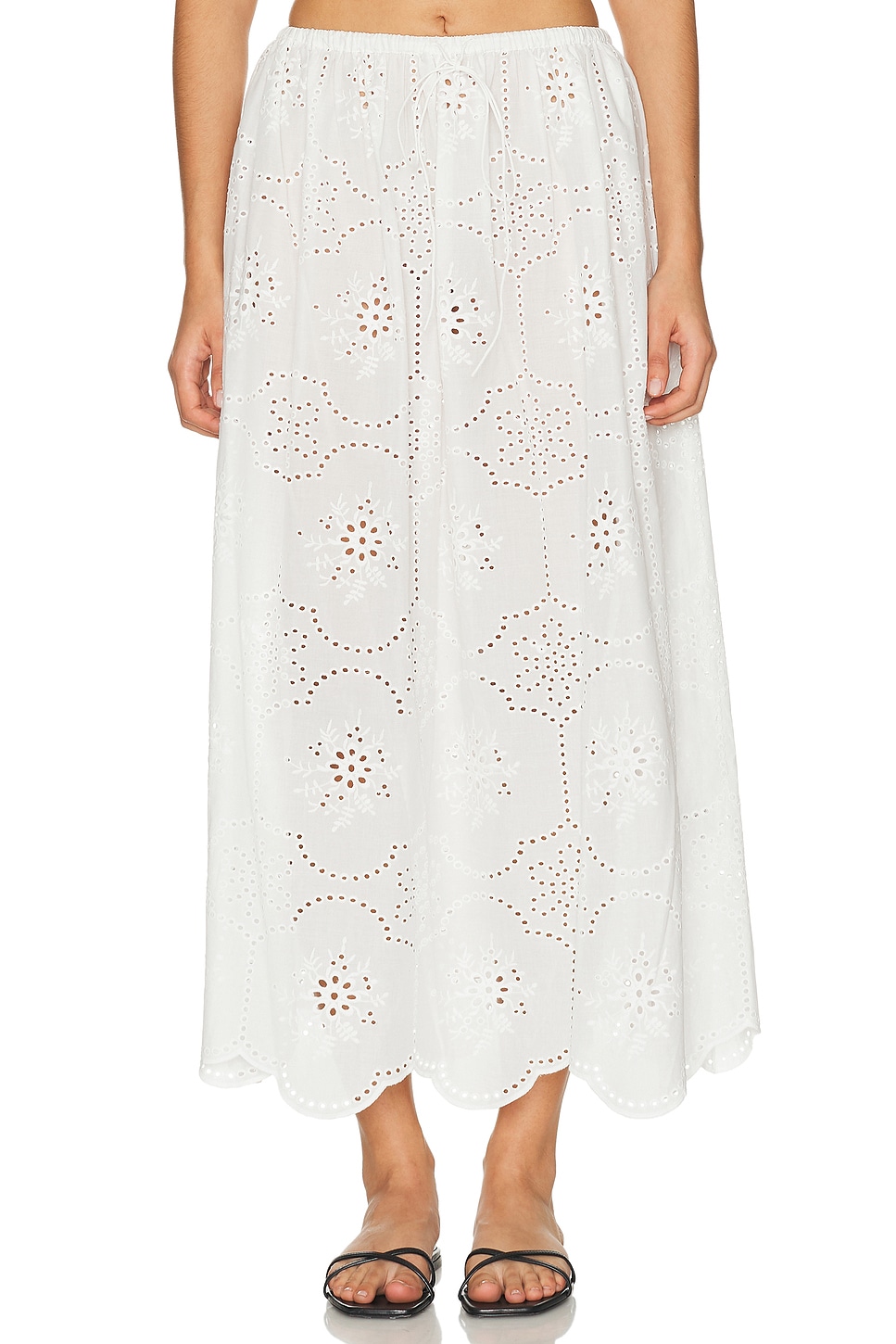 Image 1 of Matteau Broderie Midi Skirt in White