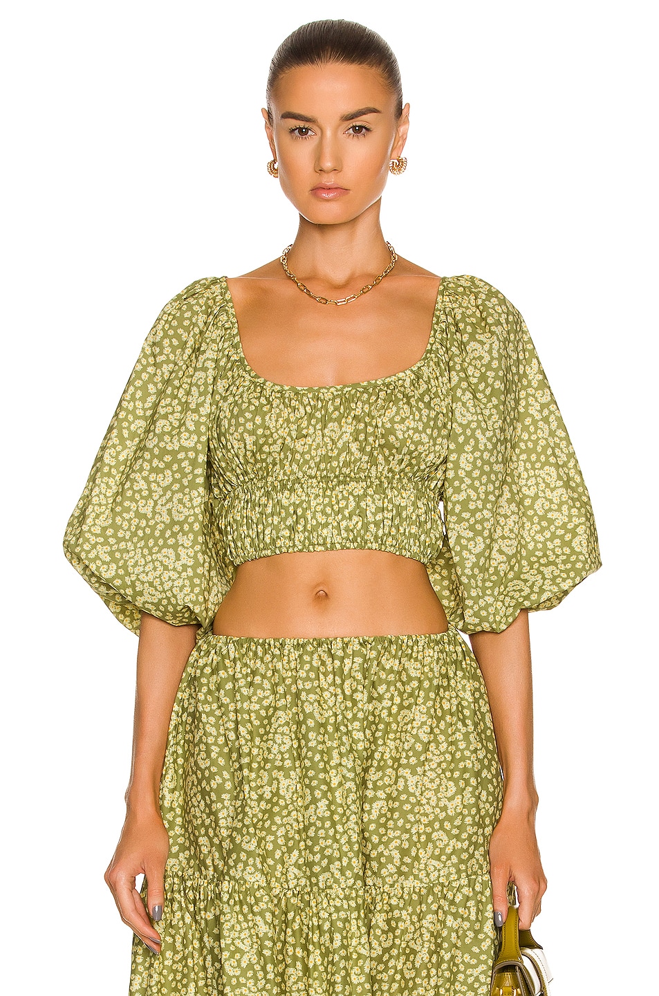 Image 1 of Matteau Shirred Scoop Blouse in Spring Daisy