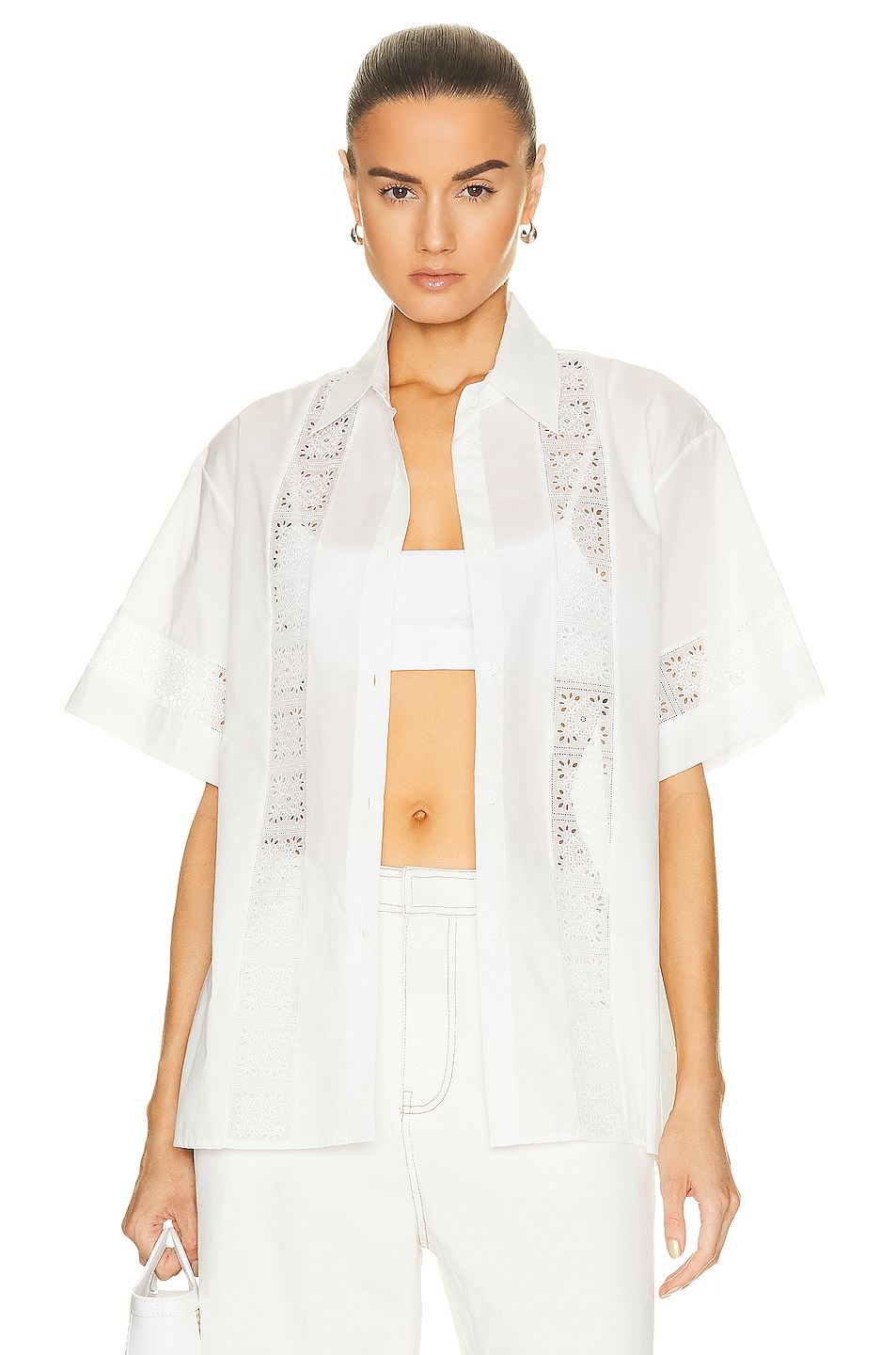 Image 1 of Matteau Broderie Trim Shirt in White