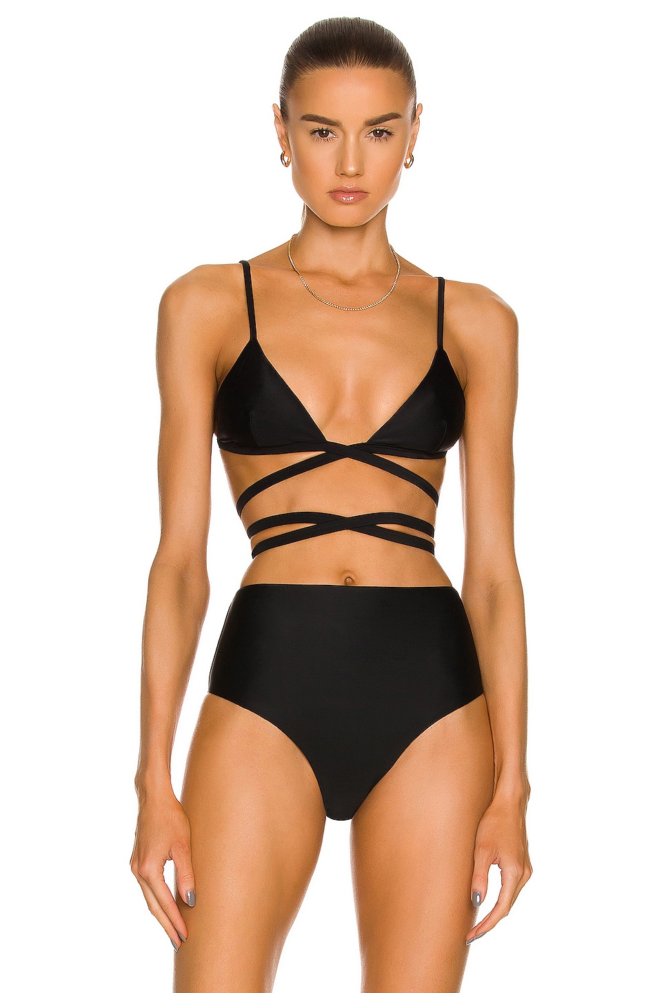 Image 1 of Matteau Wrap Triangle Bikini Top in Black