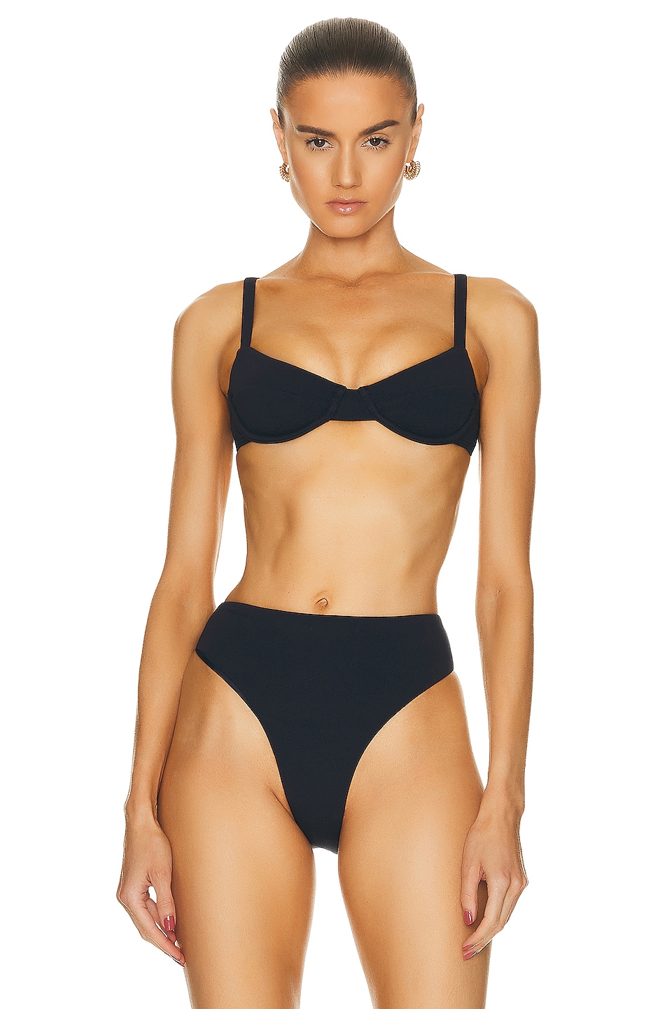 Image 1 of Matteau Balconette Bikini Top in Navy Crinkle