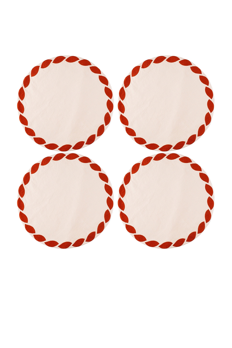 Image 1 of Misette Embroidered Linen Placemats Set Of 4 in Weave Red