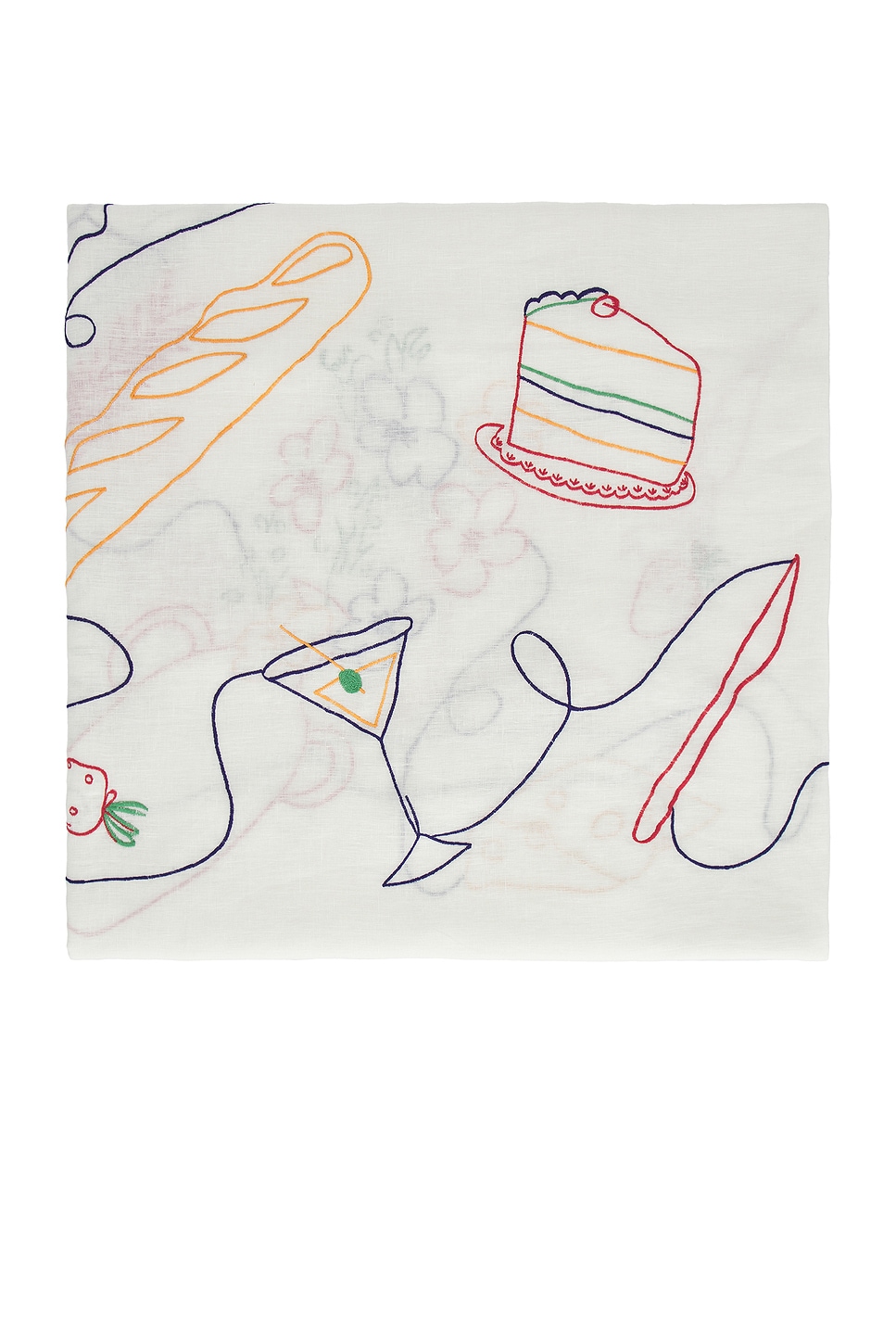 Image 1 of Misette Linen Embroidered Tablecloth in Multicolor