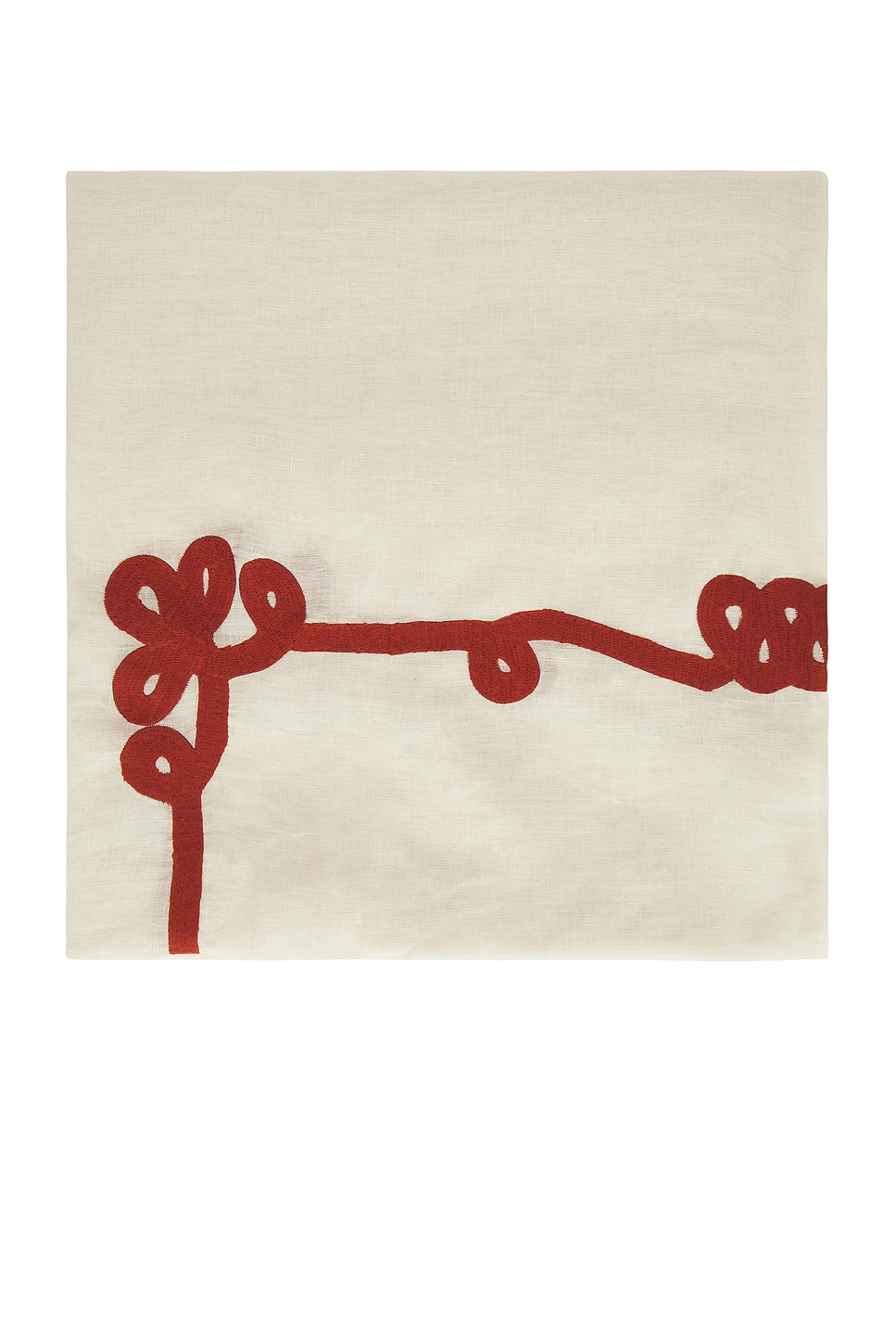 Image 1 of Misette Linen Embroidered Tablecloth in Loupe Red & Green