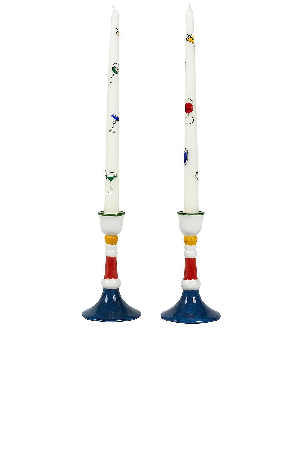 Hand Painted Taper Candles Set Of 2
