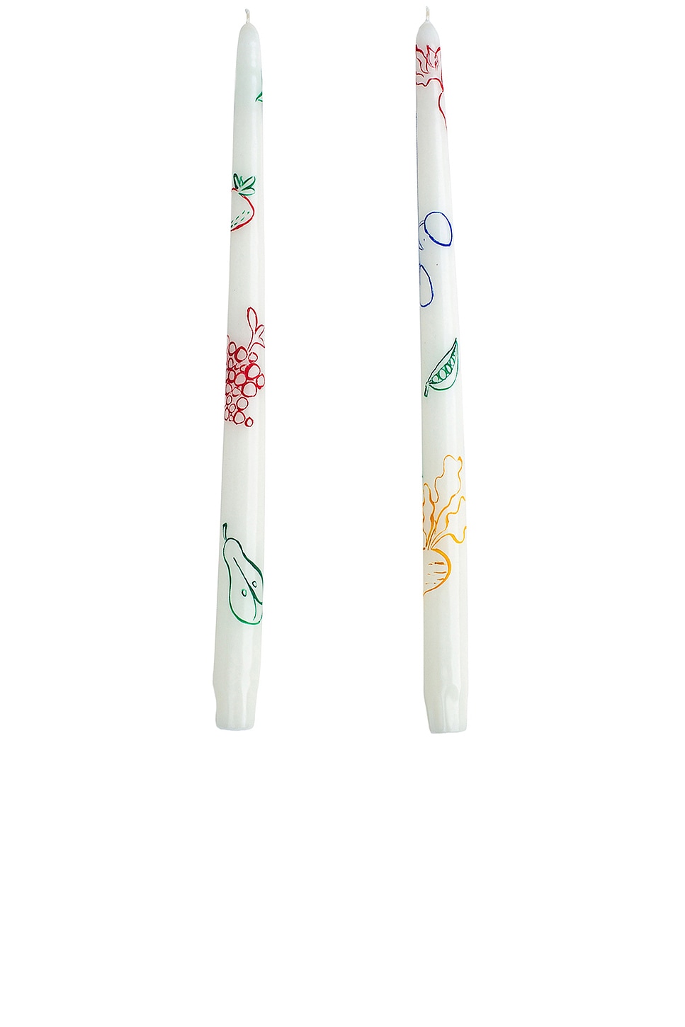 Image 1 of Misette Hand Painted Taper Candles Set Of 2 in Fruits & Veggies