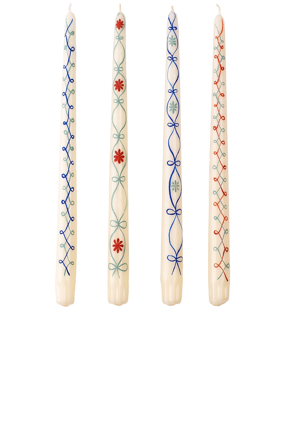 Image 1 of Misette Hand Painted Taper Candles Set Of 4 in Ribbon