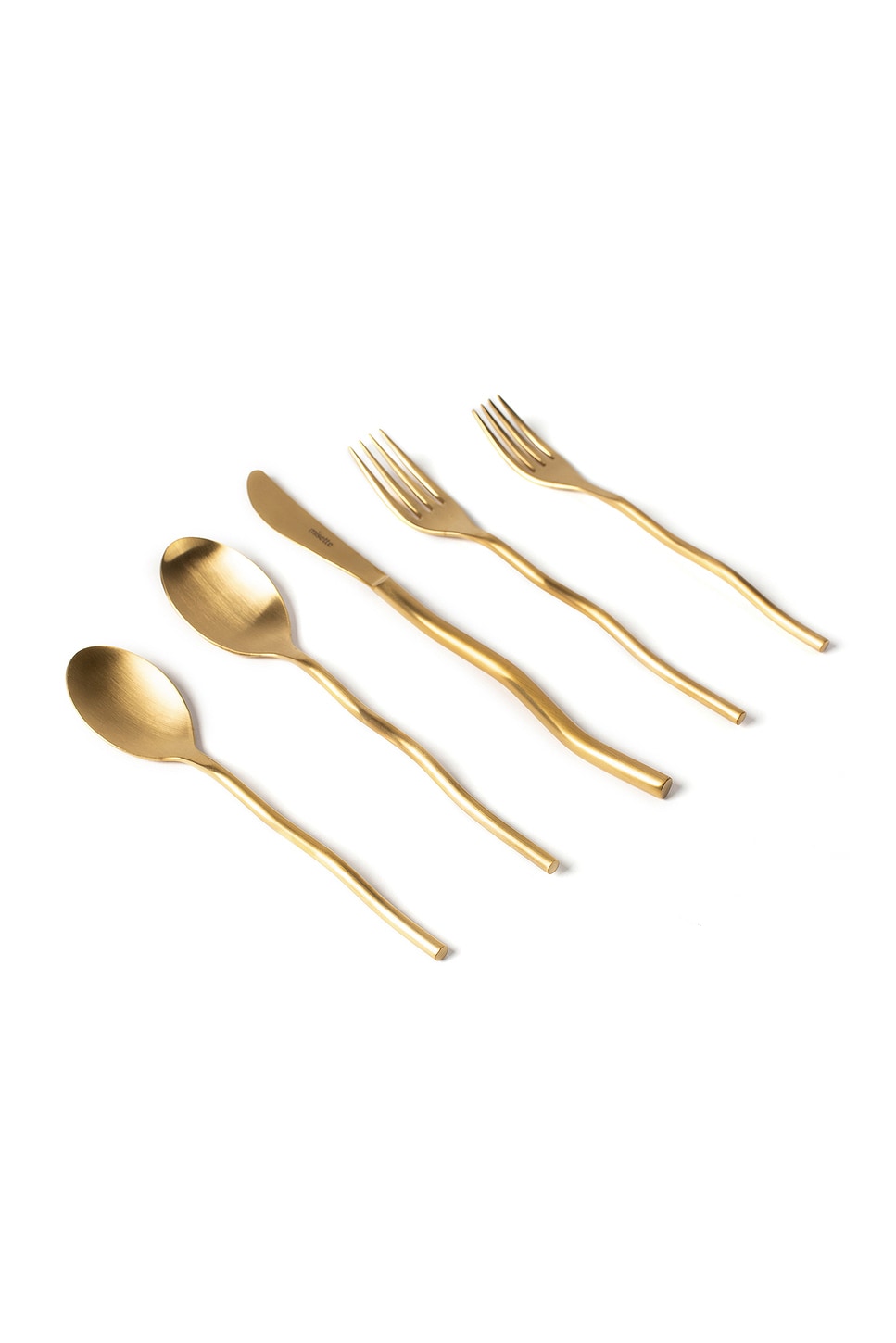Image 1 of Misette Squiggle 5 Piece Cutlery Set in Matte Gold
