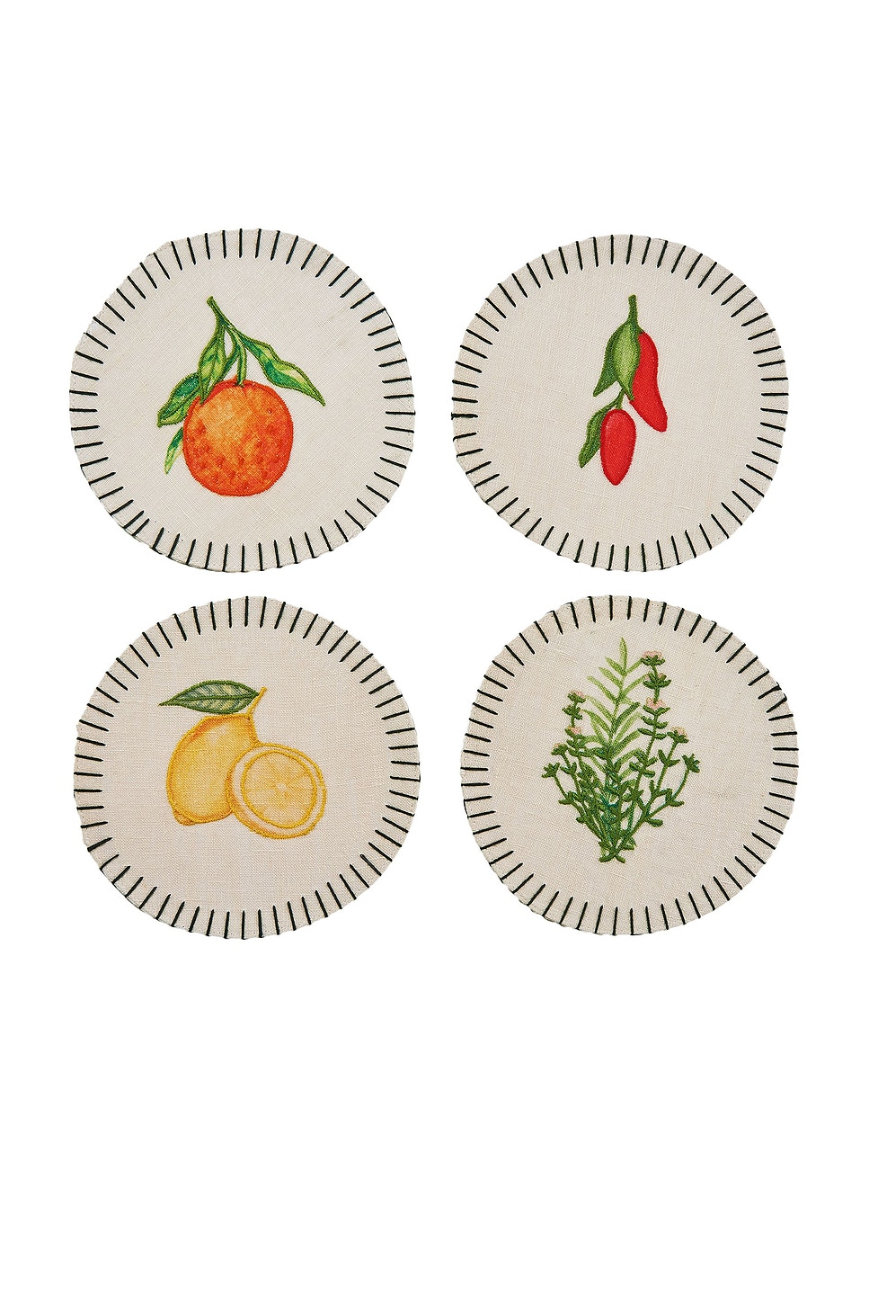 Image 1 of Misette Embroidered Linen Coasters in Multi-colored