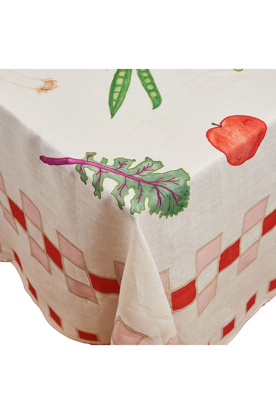 Image 1 of Misette Embroidered Linen Tablecloth in Red