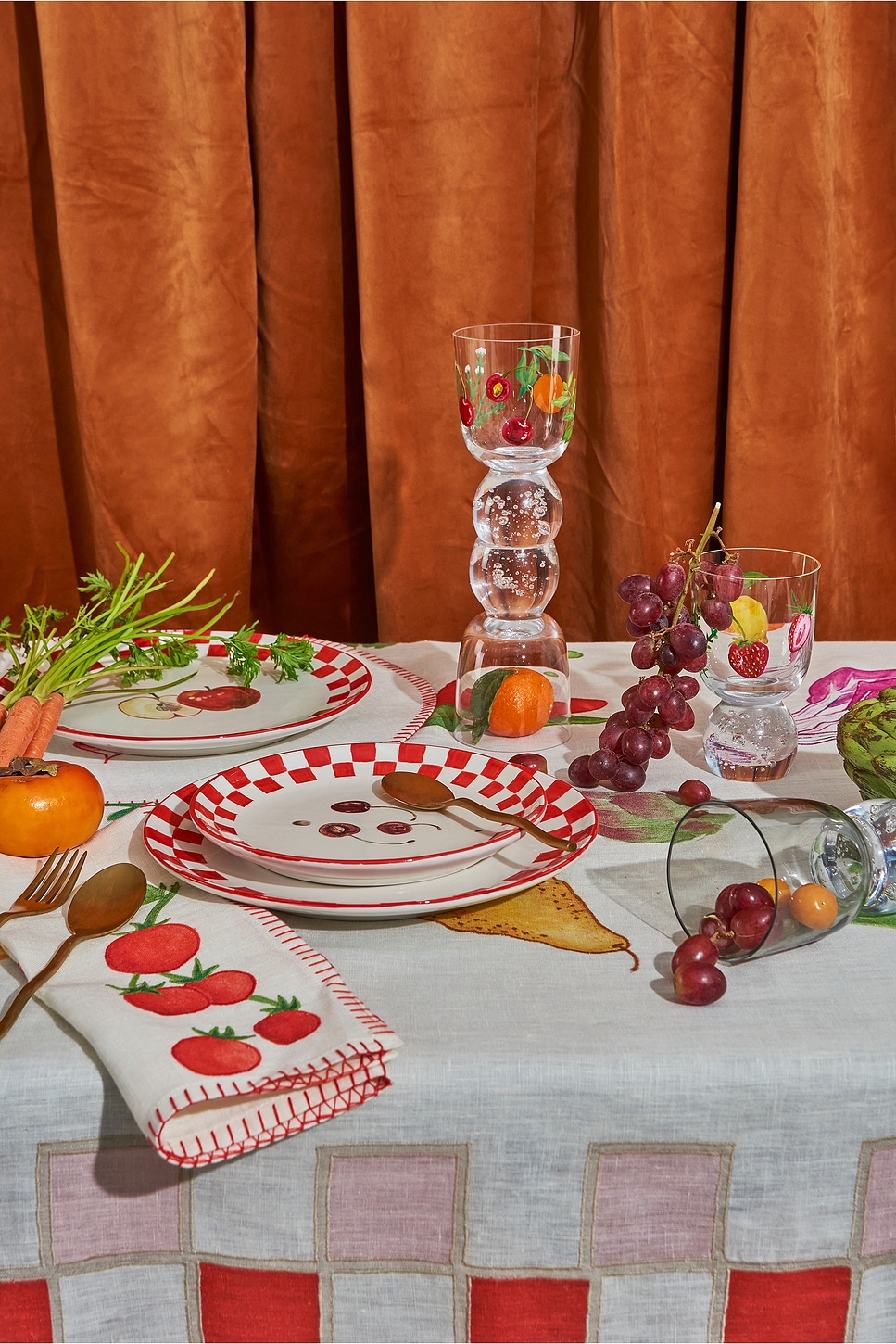 Misette Hand-painted Salad Plate In Red