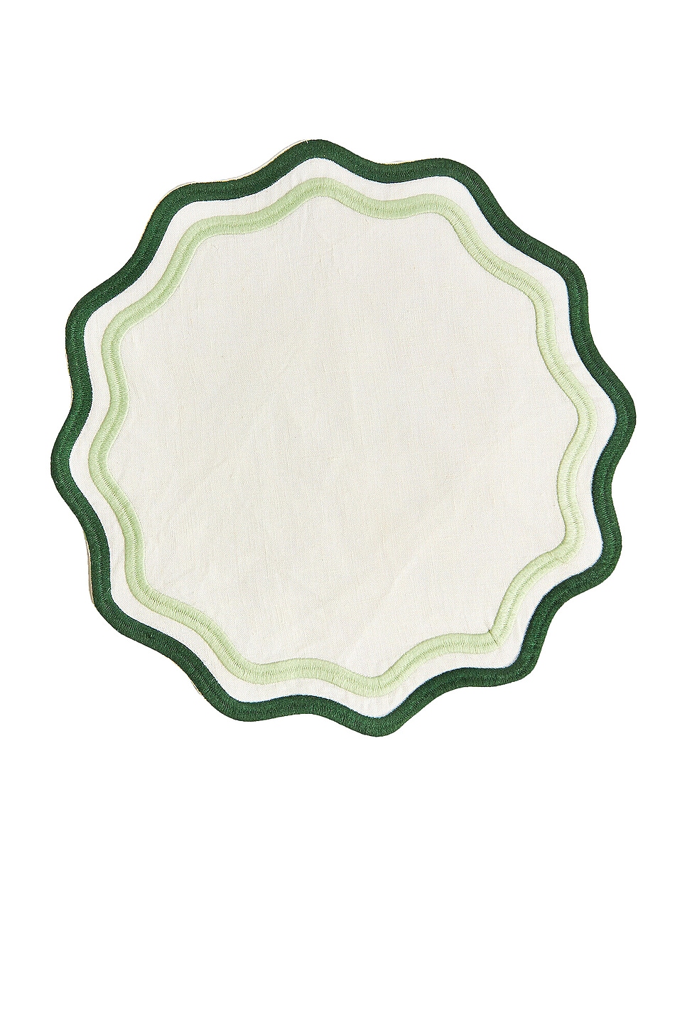 Image 1 of Misette Embroidered Linen Placemats Set Of 4 in Colorblock Dark Green & Sage