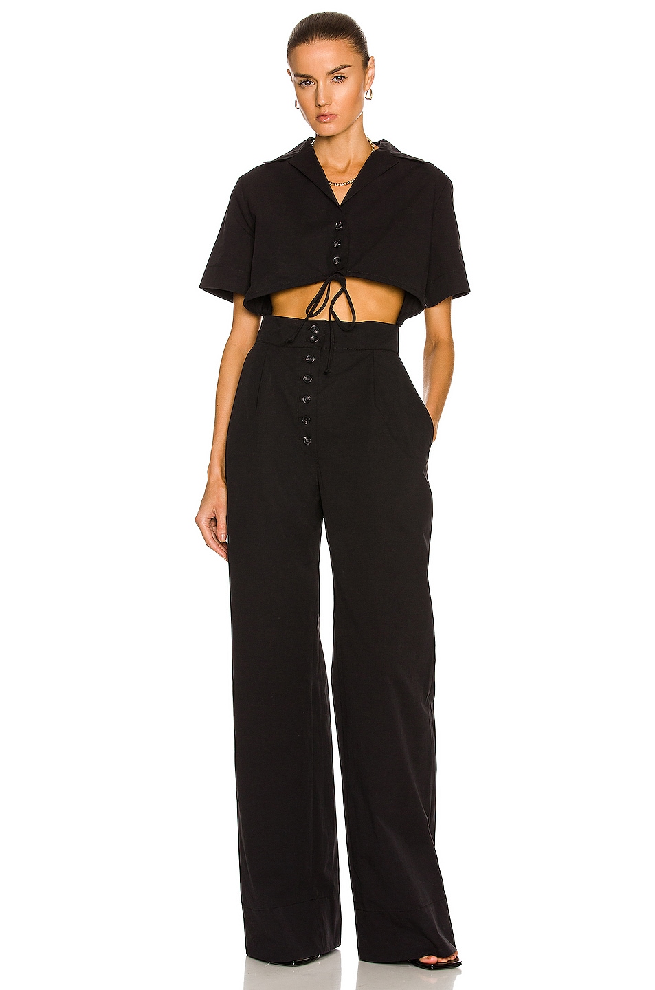 Image 1 of MATTHEW BRUCH Cutout Camp Jumpsuit in Black