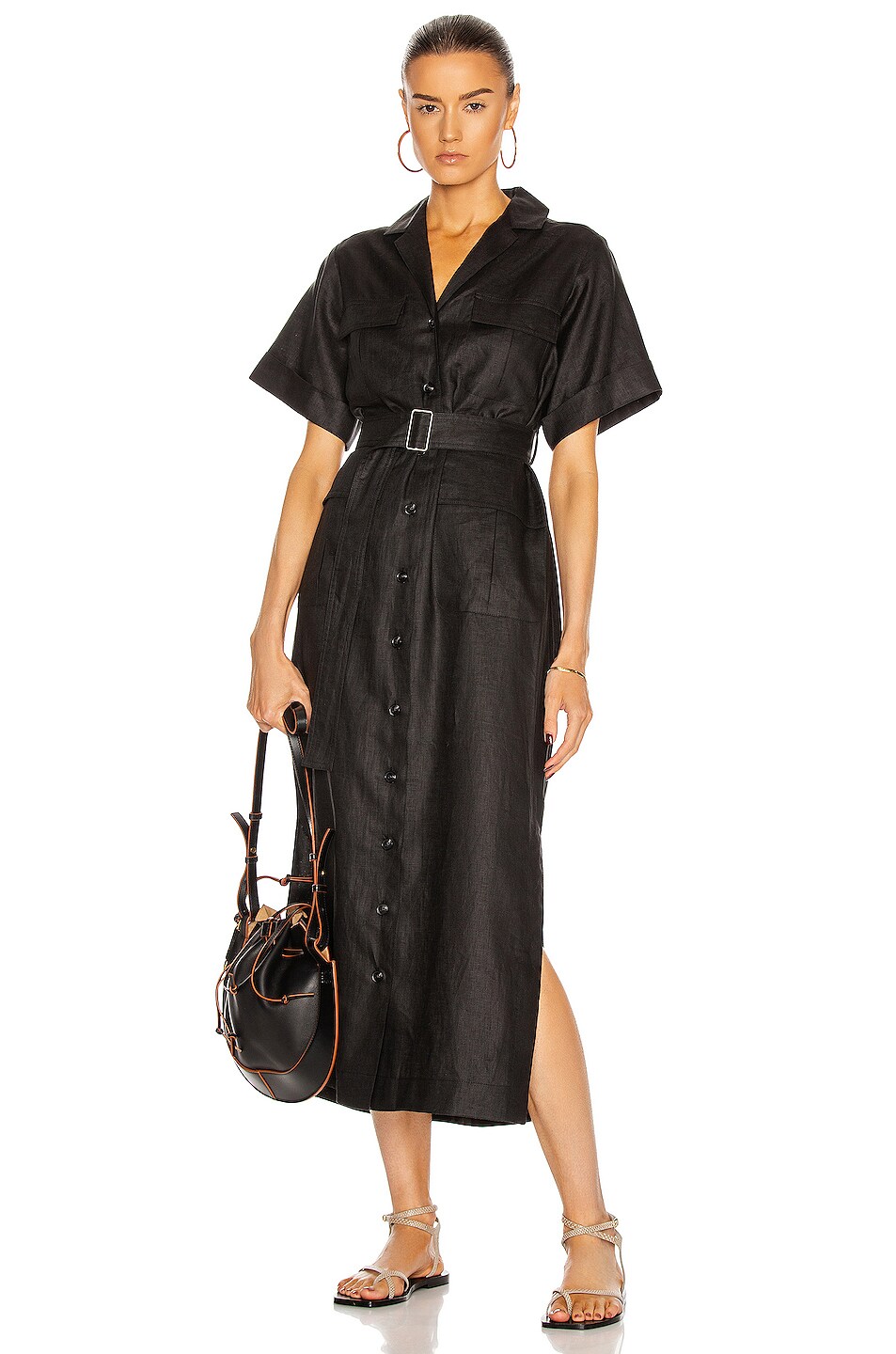 Image 1 of MATTHEW BRUCH Safari Midi Dress in Black